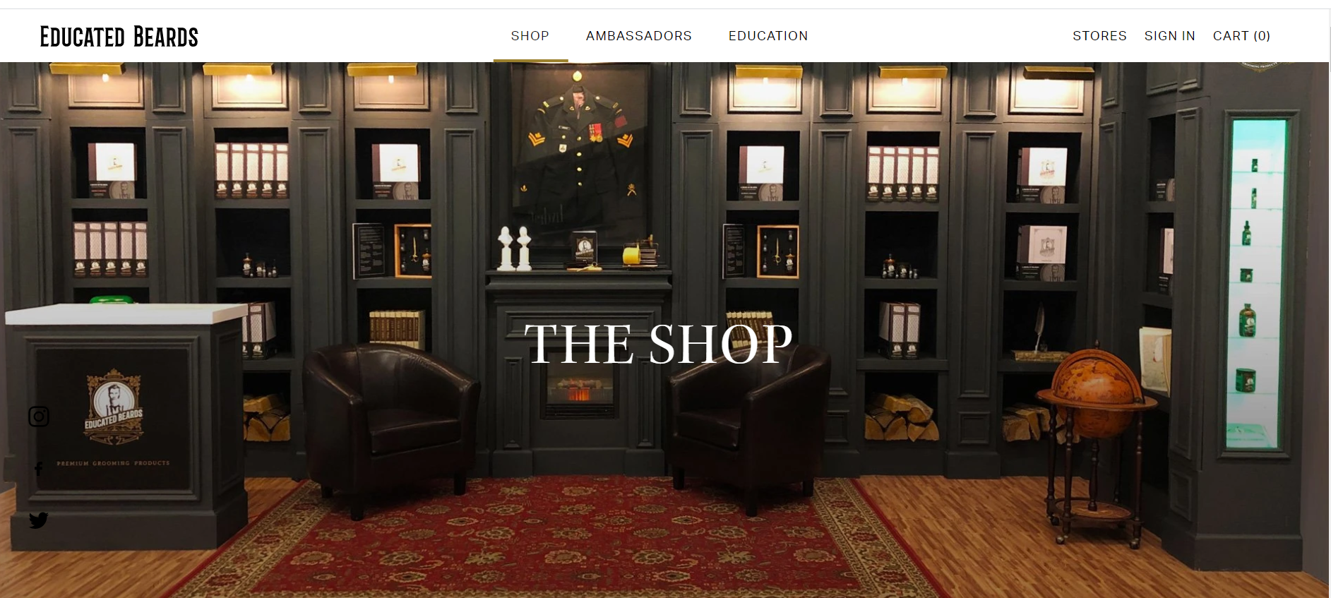 The trade show booth, as it appears on the Educated Beards website.